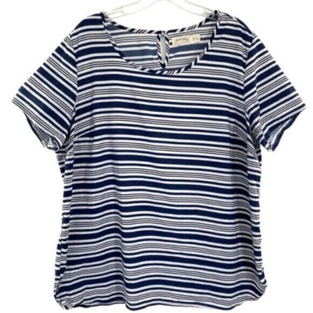 Faded Glory Women’s Navy Blue Striped Crewneck Blouse